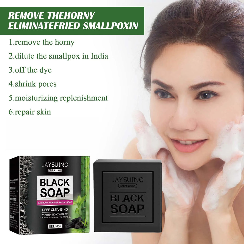 Bamboo Charcoal Cleansing Face Soap Remove Facial Dirt Reduce Blackheads Prevent Pore Blockage Deep Exfoliating Cleansing Soap