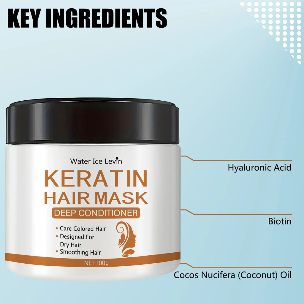 Keratin Hair Mask - Deep Conditioning Treatment for Dry, Damaged Hair - Restores Shine, Strength, and Elasticity