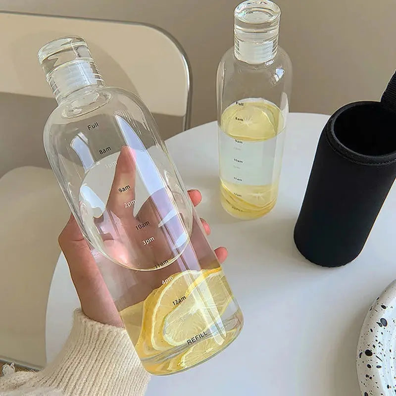 Couple Plastic Water Bottle with Time Scale