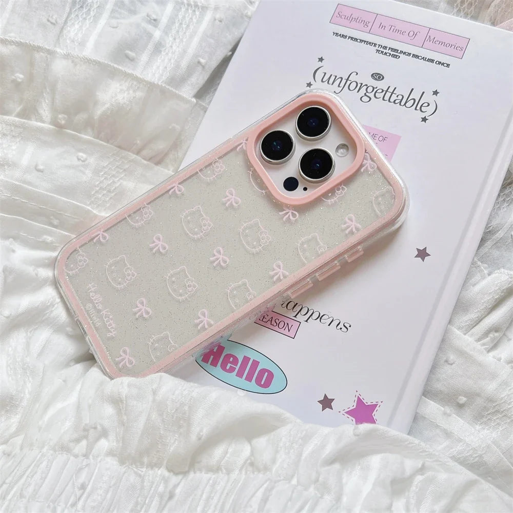 Cute Cartoon Hello Kitty Pet Cat Shockproof Candy Clear Pink Phone Case