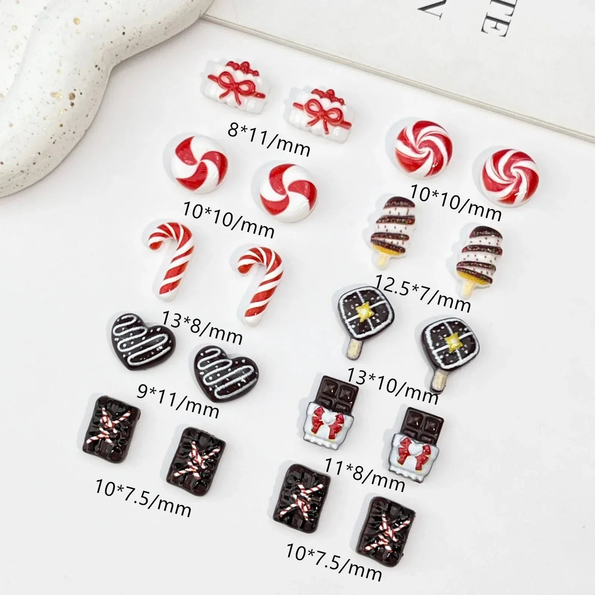 50pcs Resin Mini Christmas chocolate Decor Cartoon Magic Wand Cake Popsicle Figurine Flatback Stone Nail Art Scrapbook DIY Craft