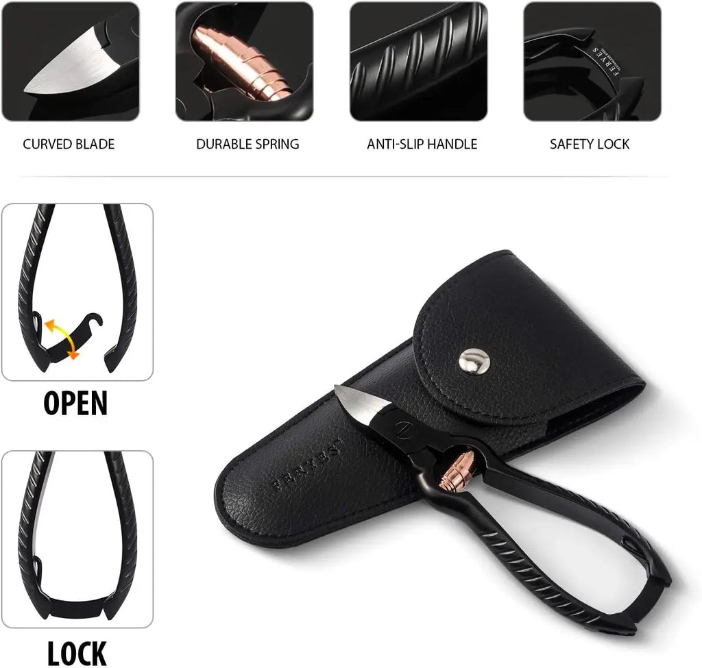 Precision Toenail Clippers for Thick or Ingrown Toenails - Secure and Stylish Design Thick Nail Clipper - W/Leather Case
