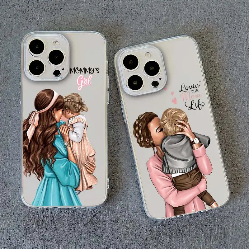 Family Mama Of Girl Mom Clear Phone Case For iPhone