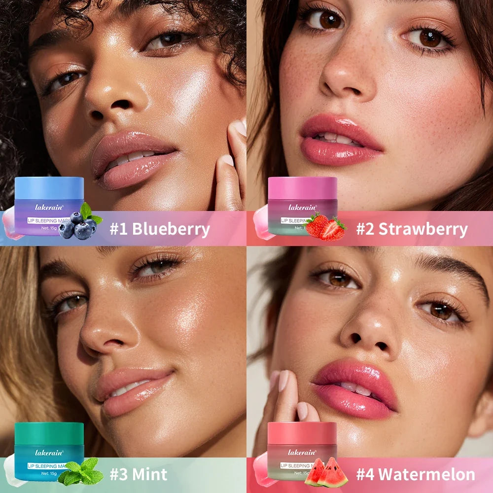 Lakerain Lip Sleeping Mask Smooth Creamy Texture Dual-Color Formula Overnight Hydration Non-Sticky Natural Protection Lip Mask