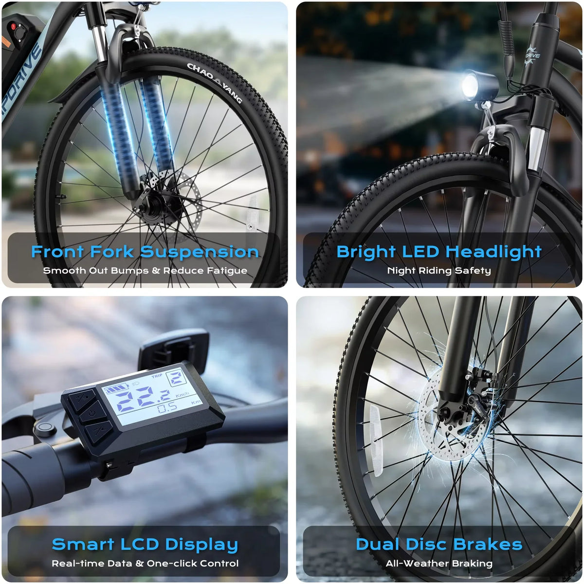 Electric Mountain Bike 750W Peak 48V Battery