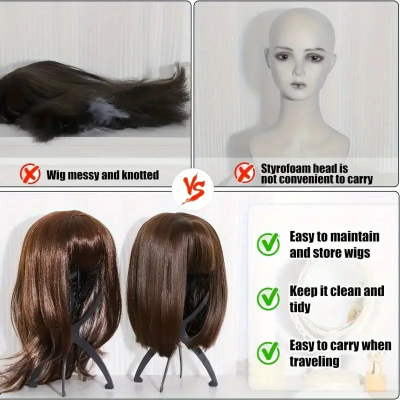 1PCS Folding Wig Stand Holder Plastic Adjustable Portable Hat Display Stand Durable Mannequin Dummy Head Plastic
