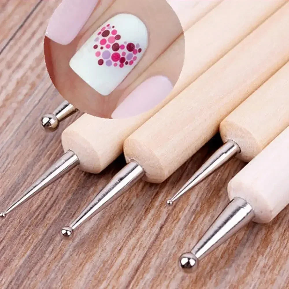 Dotting Tools Set for Nail Art Dotting Pen Set Pro 2-Way Wooden Painting DIY Manicure Salon Decoration Dotting Tools