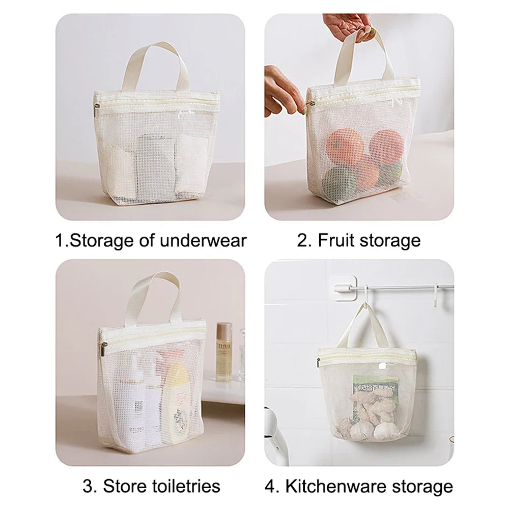 Mesh Makeup Toiletry Storage Bags Handbags Portable Travel Washing Body Shower Tools Organizer Hanging Cosmetic Organizer Pouch
