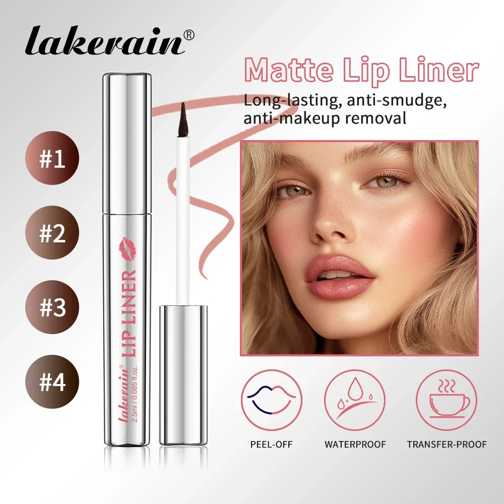 Lakerain Peel Off Lip Liner Waterproof Smudge-proof Lip Liner Long Lasting Color Non-fading Hydrate Nourish Lip Contour Makeup