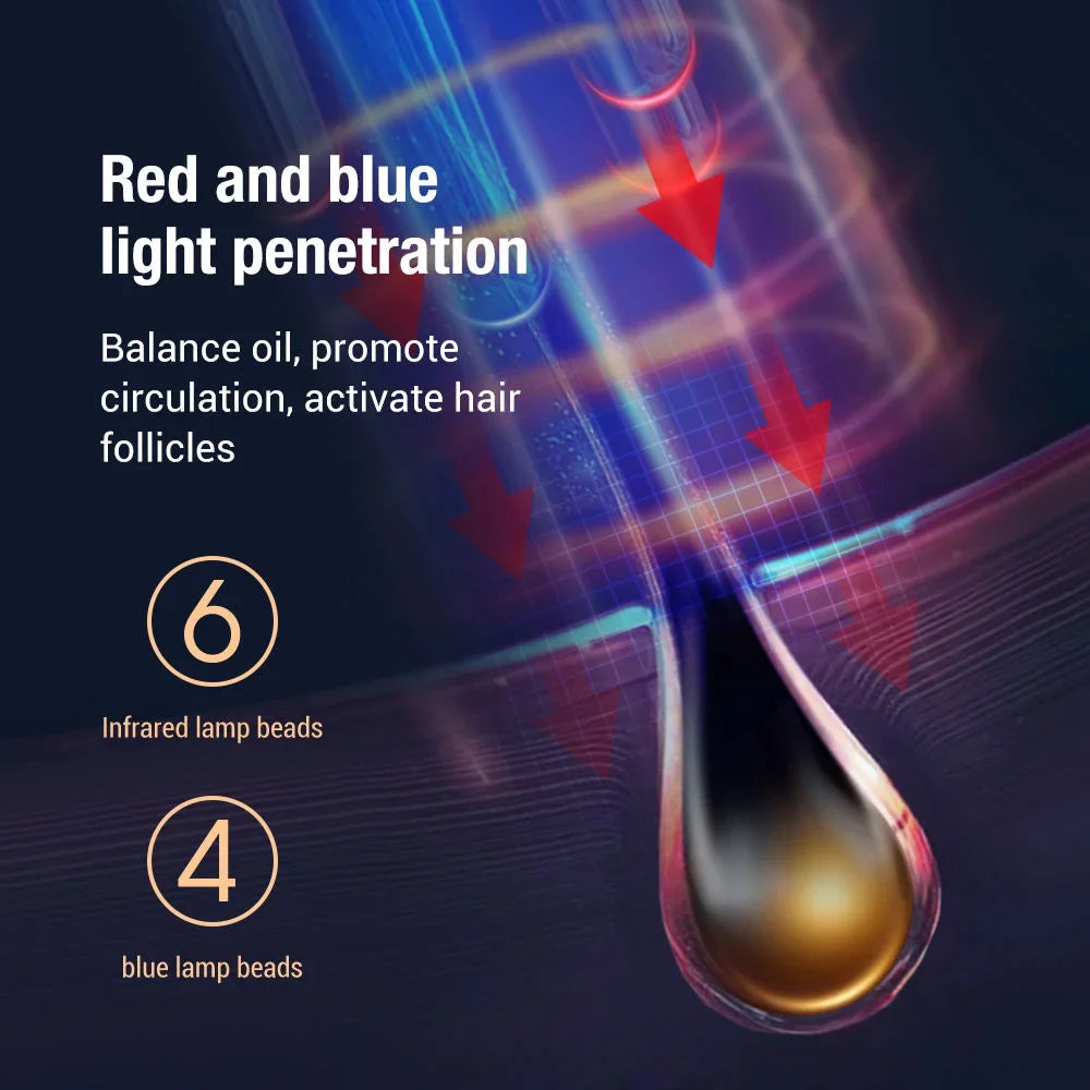 Electric EMS Scalp Massager Comb LED Light Head Massager with Hair Oil Applicator for Scalp Relax Hair Growth Fit All Hairstyle