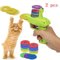 Cat Dog Toy with Colorful Flying Discs Set, Pet Toy Gun Launcher Interactive Toys for Kitten Indoor & Outdoor Training Chasing