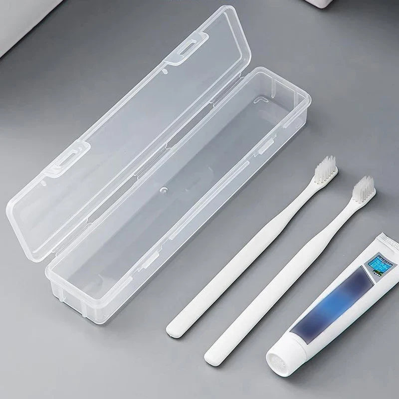 Travel Practical Accessories Portable Toothbrush Box Plastic Travel Toothbrush Case Transparent Toothbrush Holder Organizer