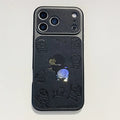 Anime Cartoon Crayon Shin-chan Butt Emboss Leather Texture Laser Phone Case For iPhone