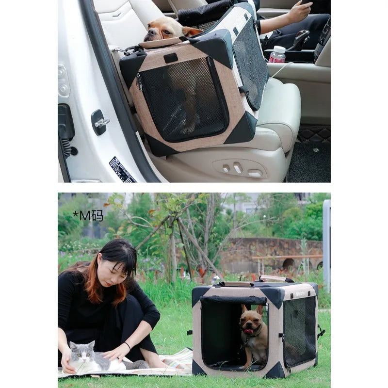 Dog Crate Travel Foldable Pet Crate for Puppy/Small Dog 18 Lbs Soft Cat Carrier Fit for Indoor & Outdoor/Car Back Seat/Trunk
