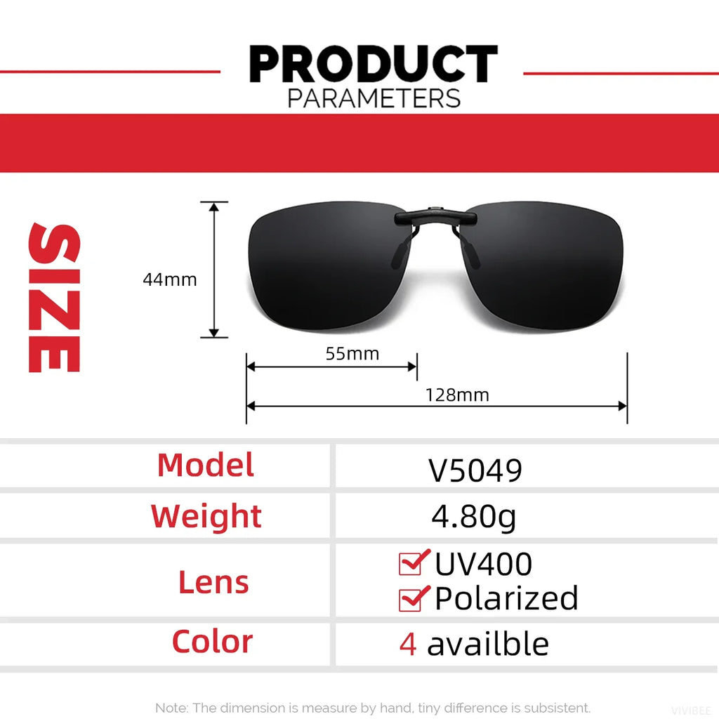VIVIBEE Driving Clip On Sunglasses Unisex Eyeglasses Men Polarized Women Night Vision Fishing UV400 Outdoor Sun Glasses