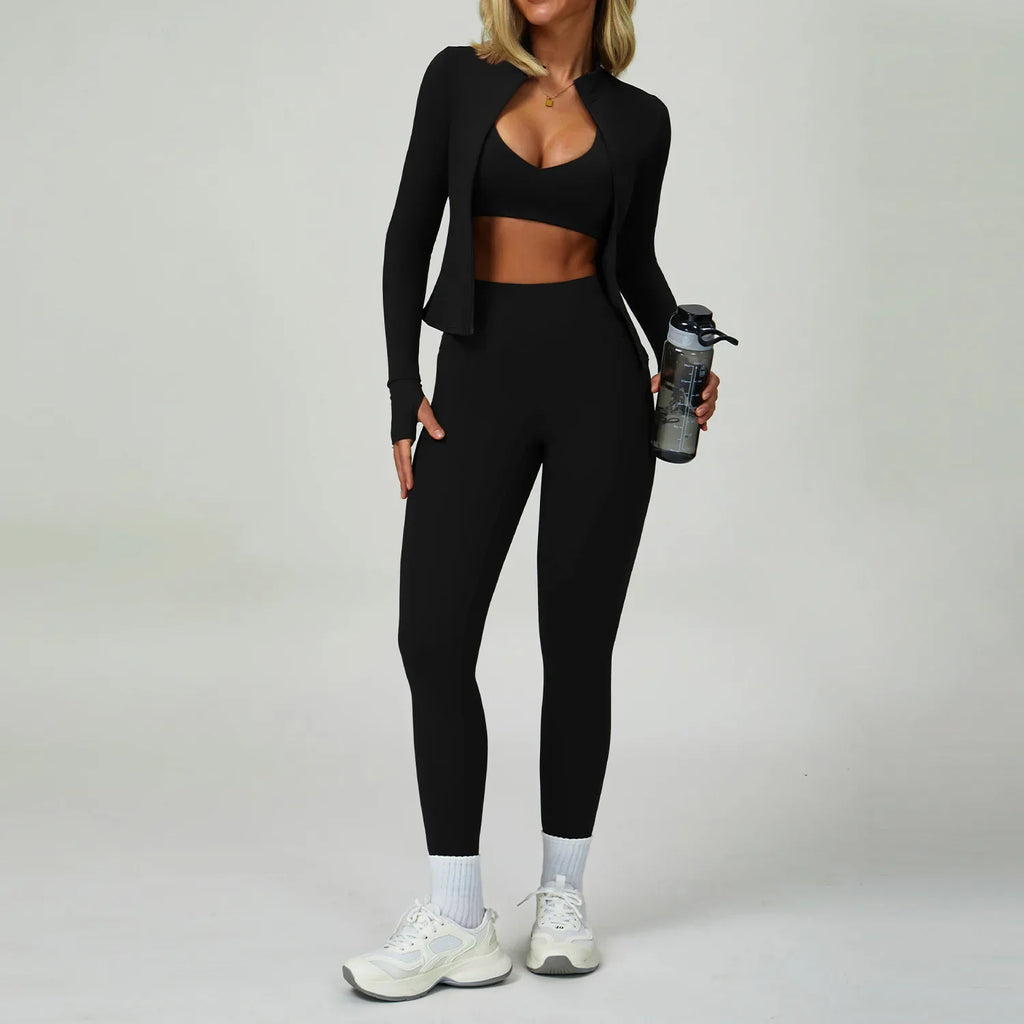 2/3-Piece Activewear Set – Sports Bra & High Waist Leggings