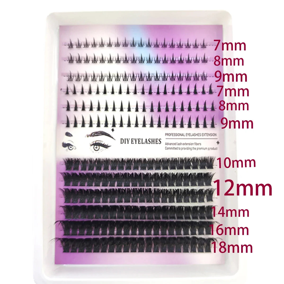 12rows Salon-Like Lash Clusters Kit DIY Eyelash  extension comic eyelash curler grou upper eyelashes Volume Fairy Eyelash