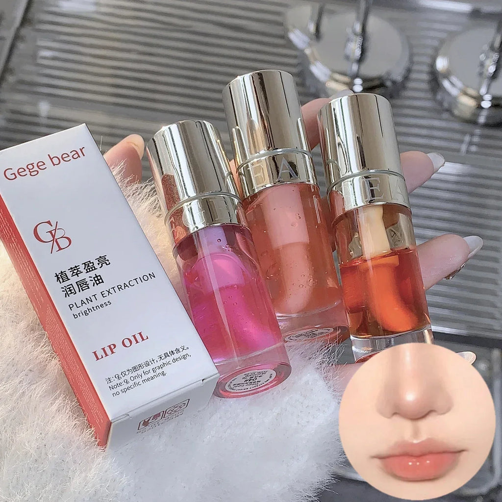 Jelly Violet Glass Lip Oil Moisturizing Transparent Plumper Lip Gloss Makeup Nutritious Liquid Lipstick Big Brush Lip Care