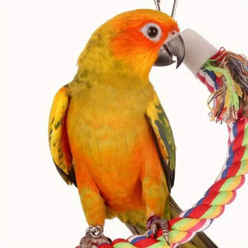 1pc Parrot Bird Toy Hanging Braided Rope Pet Stand Training Accessories,Bird Cage Accessories Swing Toy