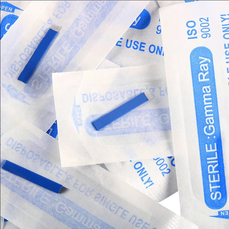 50/100Pcs Microblading Needles 0.2mm PMU Tattoo Needles Permanent Makeup Blade & Eyebrow Blades for Tattoo Supplies