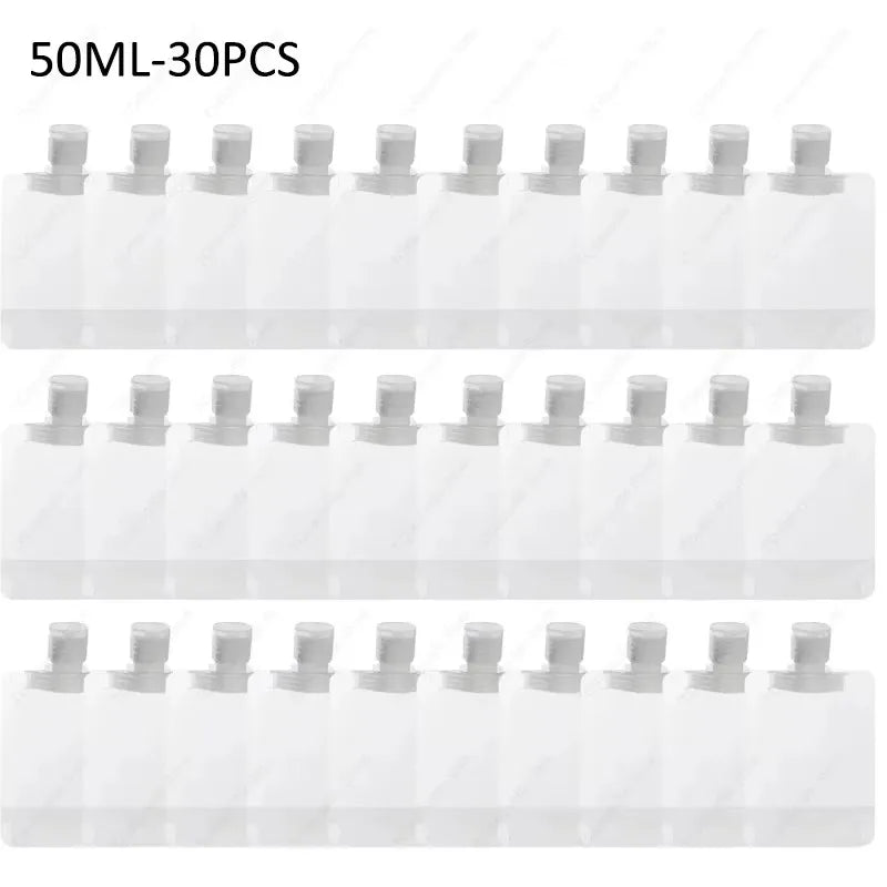10-60pcs Refillable Packaging Bags Travel Essentials Lotion Cosmetics Shampoo Shower Gel Portable Bags Makeup Fluid Bottles