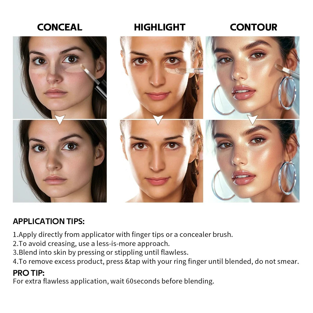 Waterproof Liquid Concealer Matte High Coverage Oil Control Cover Acne Dark Circles Foundation Modify Face Contouring Cosmetics