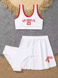 Cute Kids  Bikinis  Red Sets with Skirts