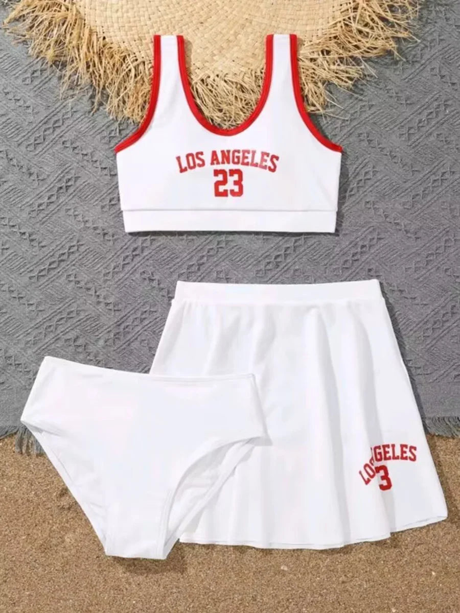 Cute Kids  Bikinis  Red Sets with Skirts