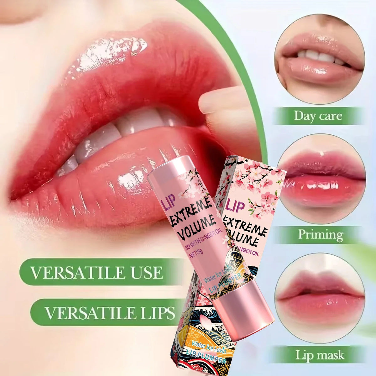 Lip Extreme Volume 3D Cream with Ginger Oil for Plumping & Moisturizing, Day & Night Use, Non-Sticky Smooth Lips.