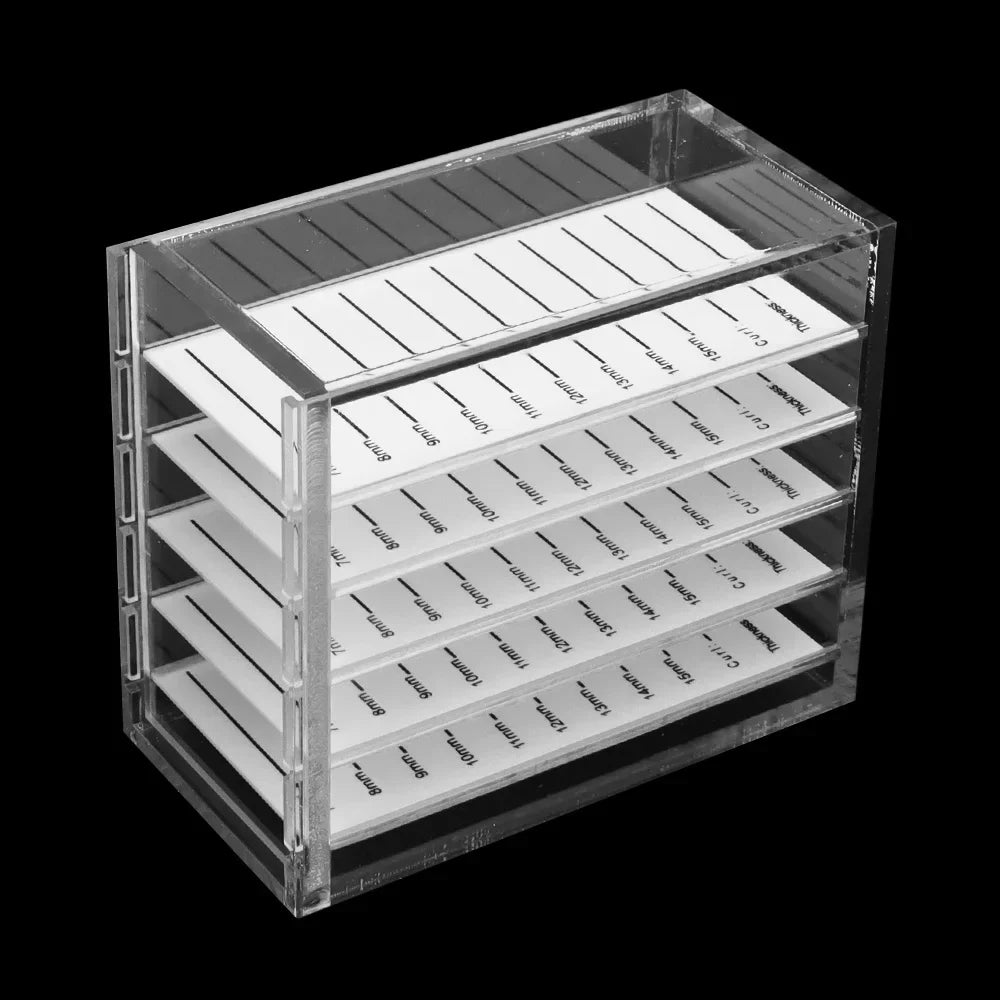 5-Tier Acrylic Lash Organizer Box-Salon-Grade Hygienic Storage Case for False Eyelashes|Travel-Friendly Makeup Artist Essentials