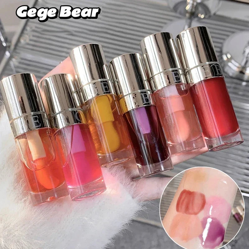 Jelly Violet Glass Lip Oil Moisturizing Transparent Plumper Lip Gloss Makeup Nutritious Liquid Lipstick Big Brush Lip Care