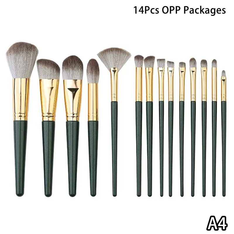 14Pcs Soft Cosmetic Makeup Brush Set Eyeshadow Eyebrow Highlight Lip Brushes Multifunctional For Face Eye Makeup Beginner Tools