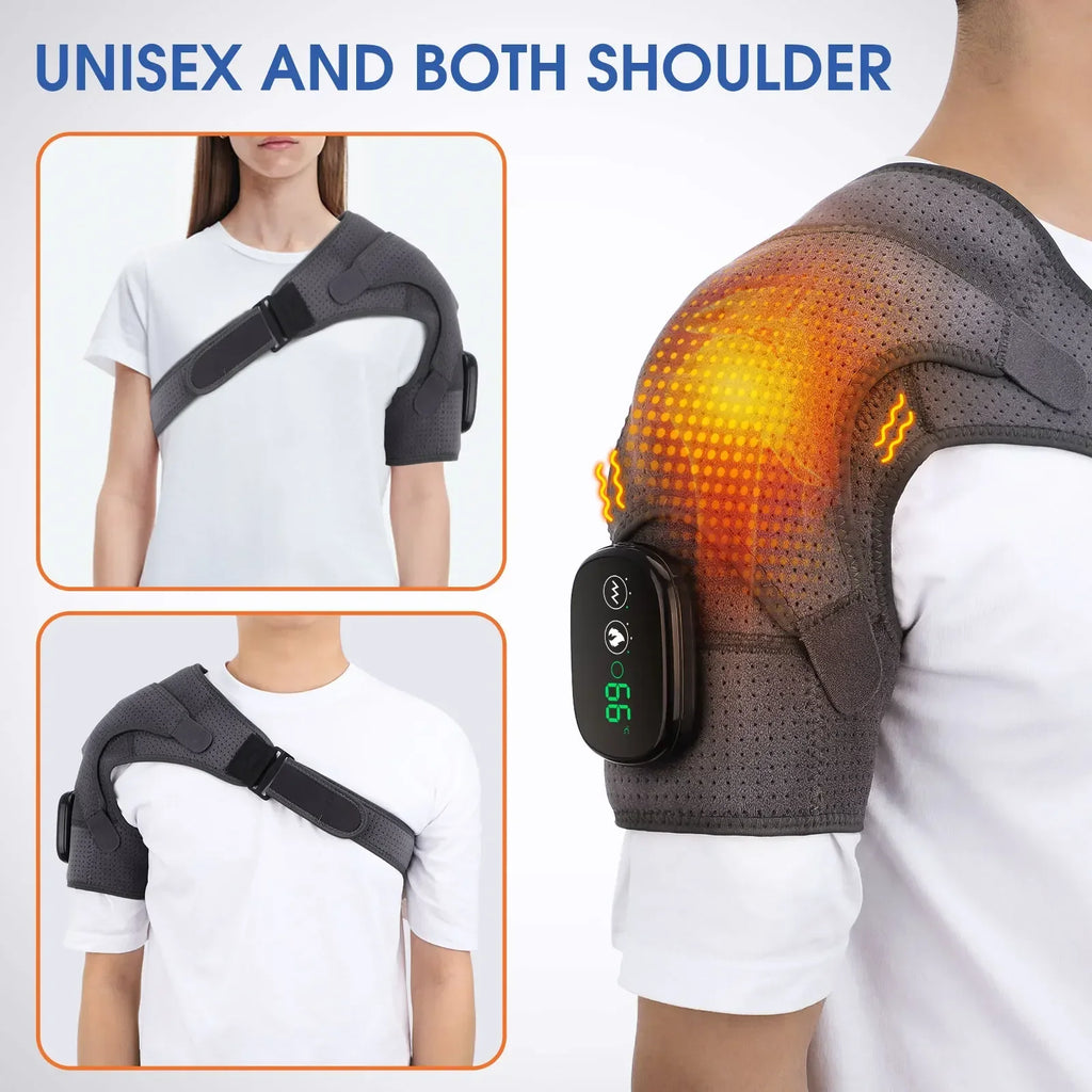 Electric Heating Shoulder Massage Back Shoulder Brace Shoulder Support Adjustable Led Hot Compress Heating Belt