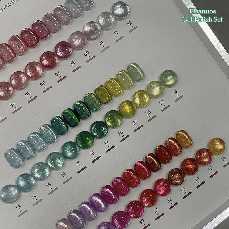 Eleanuos Rainbow Cat's Eye gel Polishing 36PCS Mixed Varnish gel Semi Permanent Glass Cat's Eye Star Ultraviolet LED Nail Salon