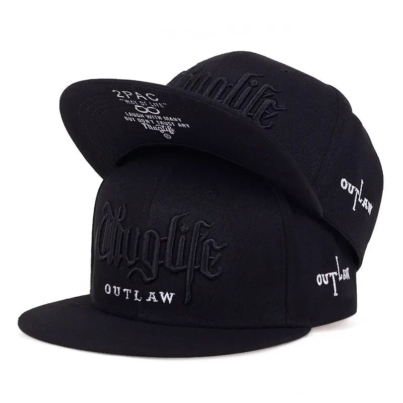 Thug Life Embroidery Snapback Baseball Cap for Streetwear Style