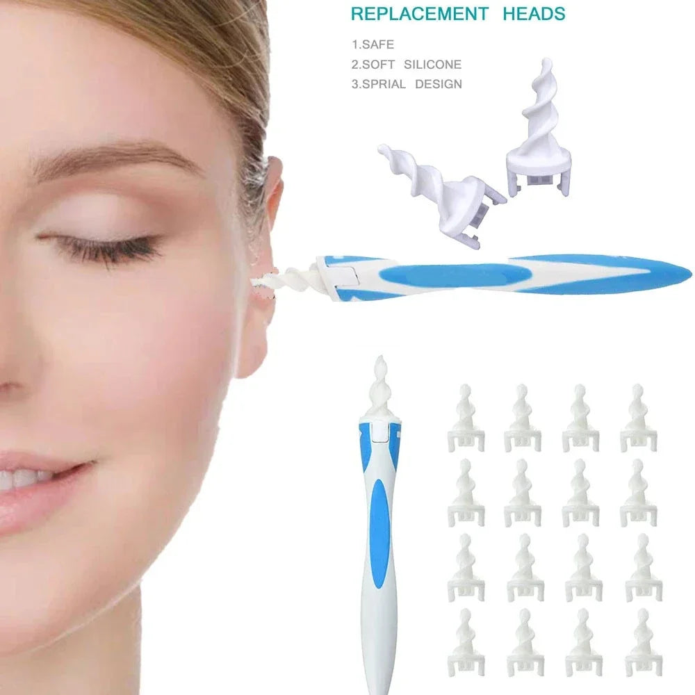 Ear Cleaner Ear Wax Remover Tool Soft Silicone 16 Replacement Tips Spiral Earwax Cleaner Ear Cleaning Health Care Tools Ear pick