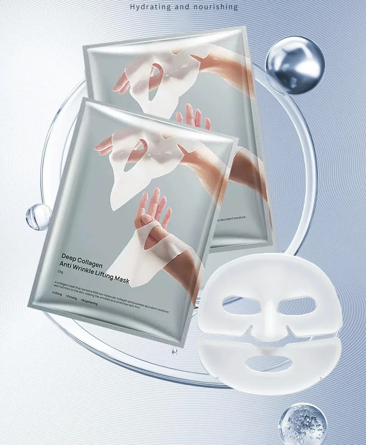 Deep Collagen Anti Wrinkle Lifting Mask Collagen Face Mask Overnight, Deep Collagen Mask for Lifting Firming Moisturizing(5Pack)