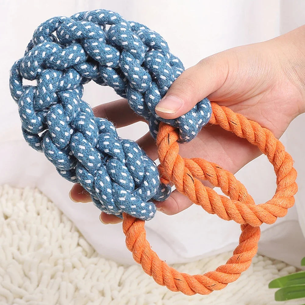 1PC Handwoven Pet Dog Toy for Teeth Cleaning And Chew Fun Random Color Natural Bite Rope Dog Plaything