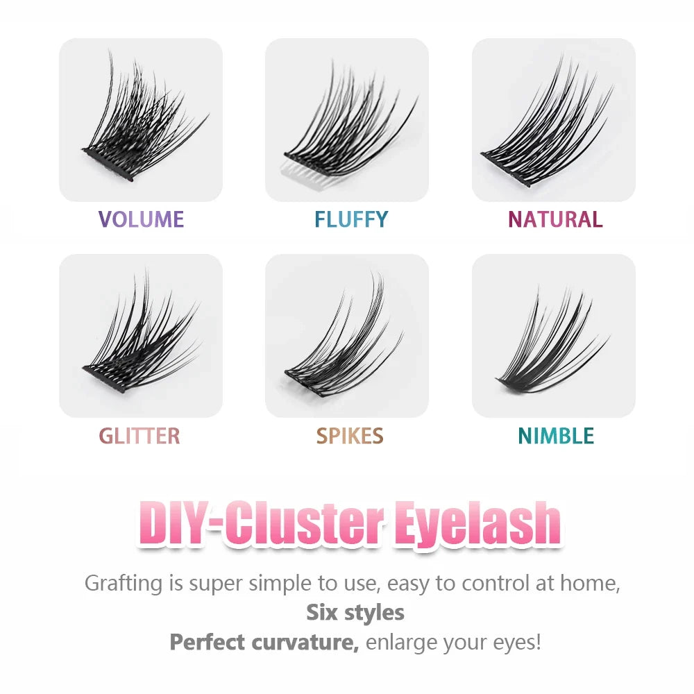 YUANZHIJIE 0.07 C/D DIY single lash Extension Clusters False Eyelash Precut Segmented Bundles Soft Natural Manga Make-up