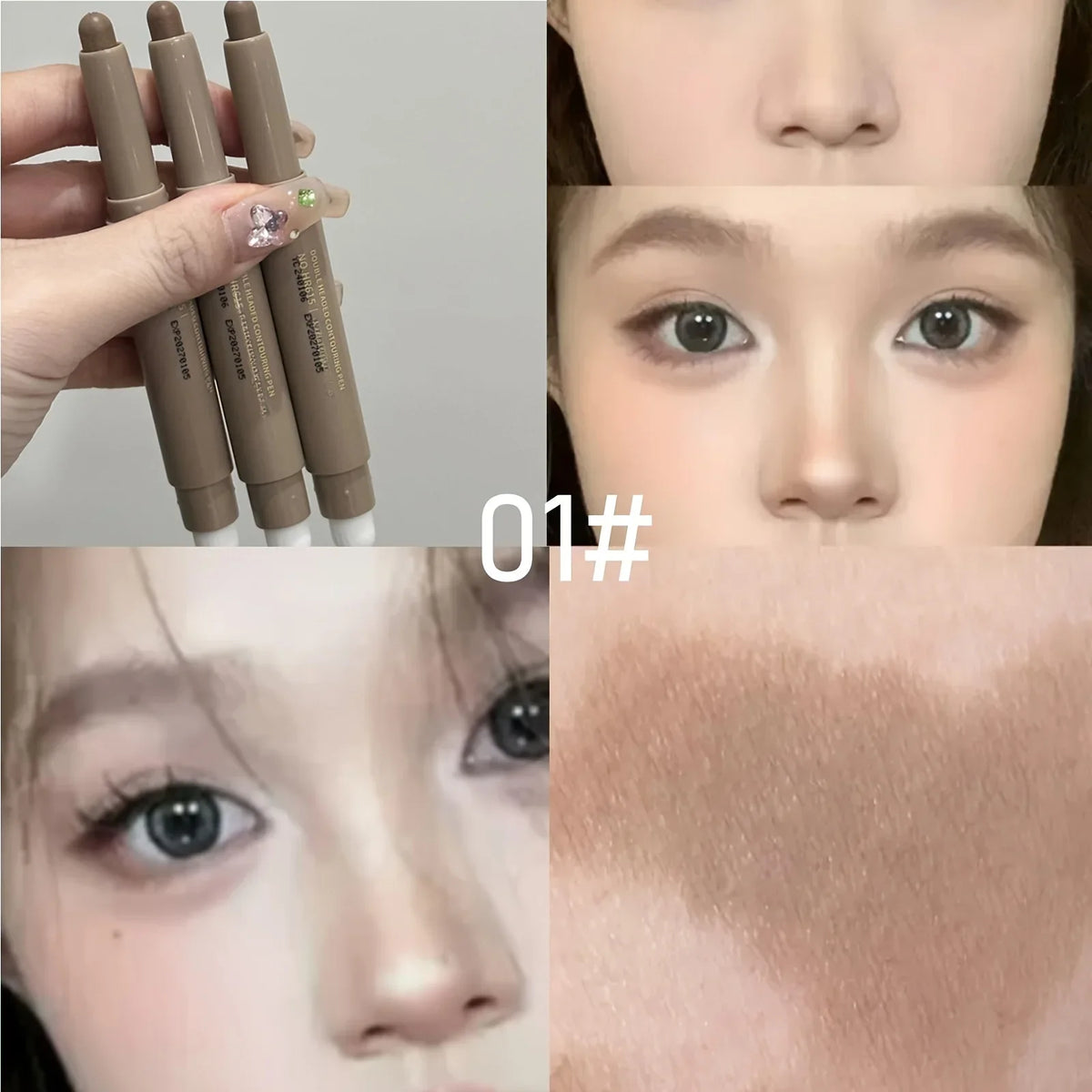 Highlighting & Bronzer Stick: Long Lasting Corrector with Brush, Brightening Concealer Pen, Nose Shadow, and Contouring