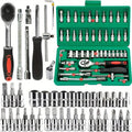 2025 New 46 Piece Auto Repair Combination Ratchet Wrench Vehicle mounted Socket Maintenance Tool Set with Storage Tool Box