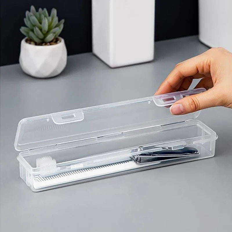Travel Practical Accessories Portable Toothbrush Box Plastic Travel Toothbrush Case Transparent Toothbrush Holder Organizer