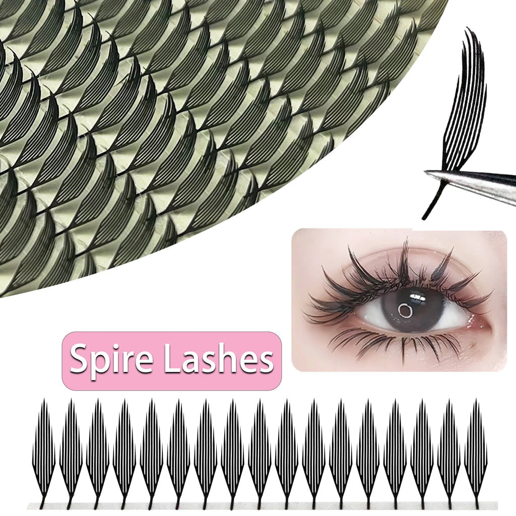 Anime Spire Eyelash Extension Feather Shape C/D Curl Premade Fans Tower Lashes Soft Lightweight Manga Effect False Lashes Makeup