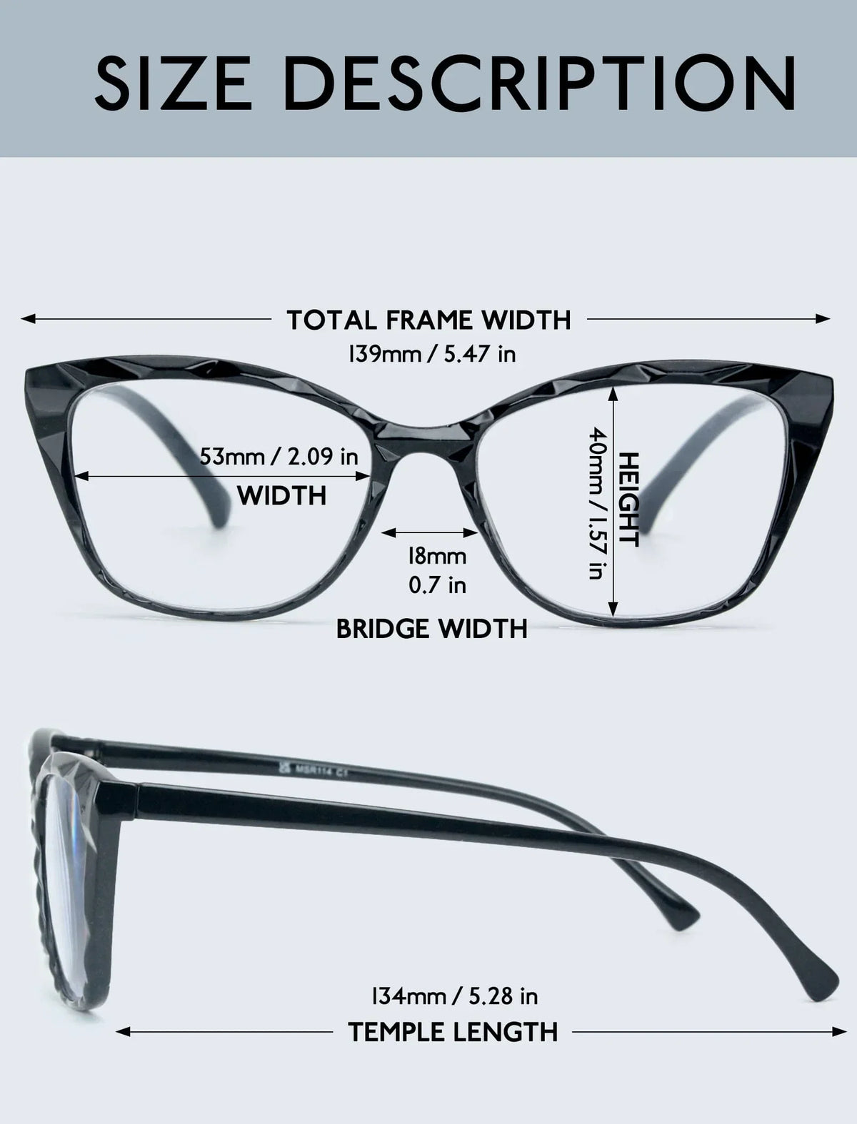 MODFANS Gradient Cat-Eye Polygonal Blue Light-Blocking Reading Glasses, Geometrically Cut Clear PC, for Women, +0.5 to +4.0.
