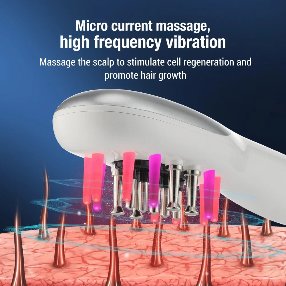 Electric EMS Scalp Massager Comb LED Light Head Massager with Hair Oil Applicator for Scalp Relax Hair Growth Fit All Hairstyle