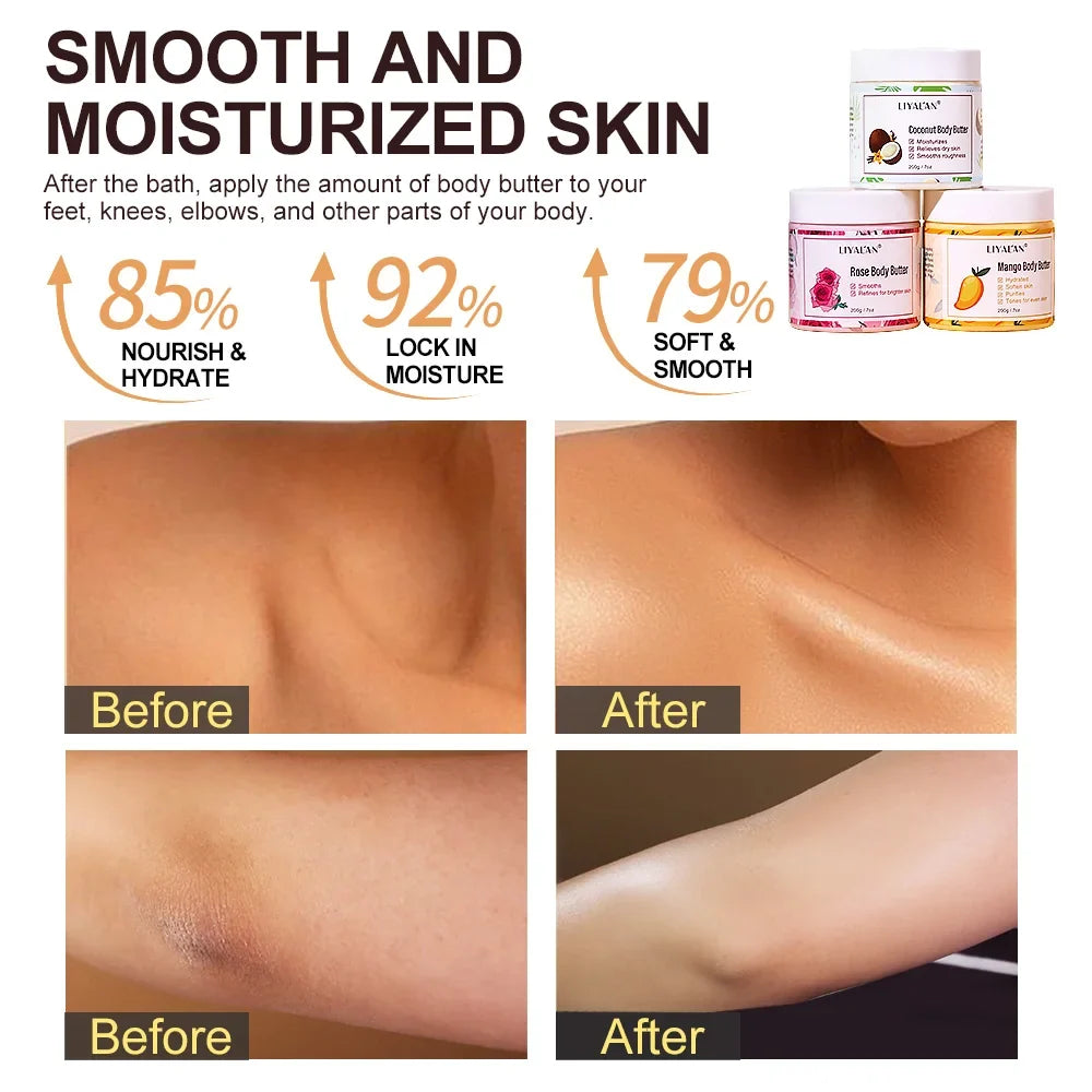 Shea Body Butter Soothes Dry Skin Nourish Moisturizer Smooth Rough Deep Hydration Cream Coconut Rose Mango Skin Care Body Lotion