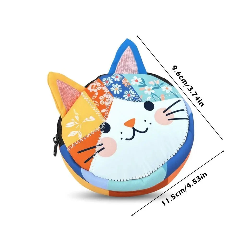 Waterproof Patchwork Coin Purse Cat Zipper Design Small Cosmetic Pouch Makeup Bag Home Travel