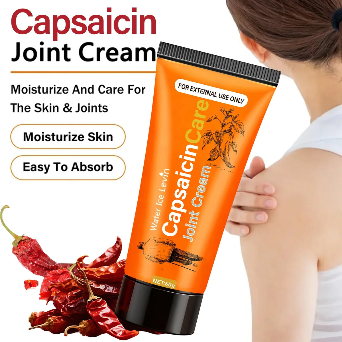 Capsaicin Care Joint Cream with Glucosamine & Vitamin C - Soothes & Moisturizes, Targeted Relief for Fall & Winter Joint Support