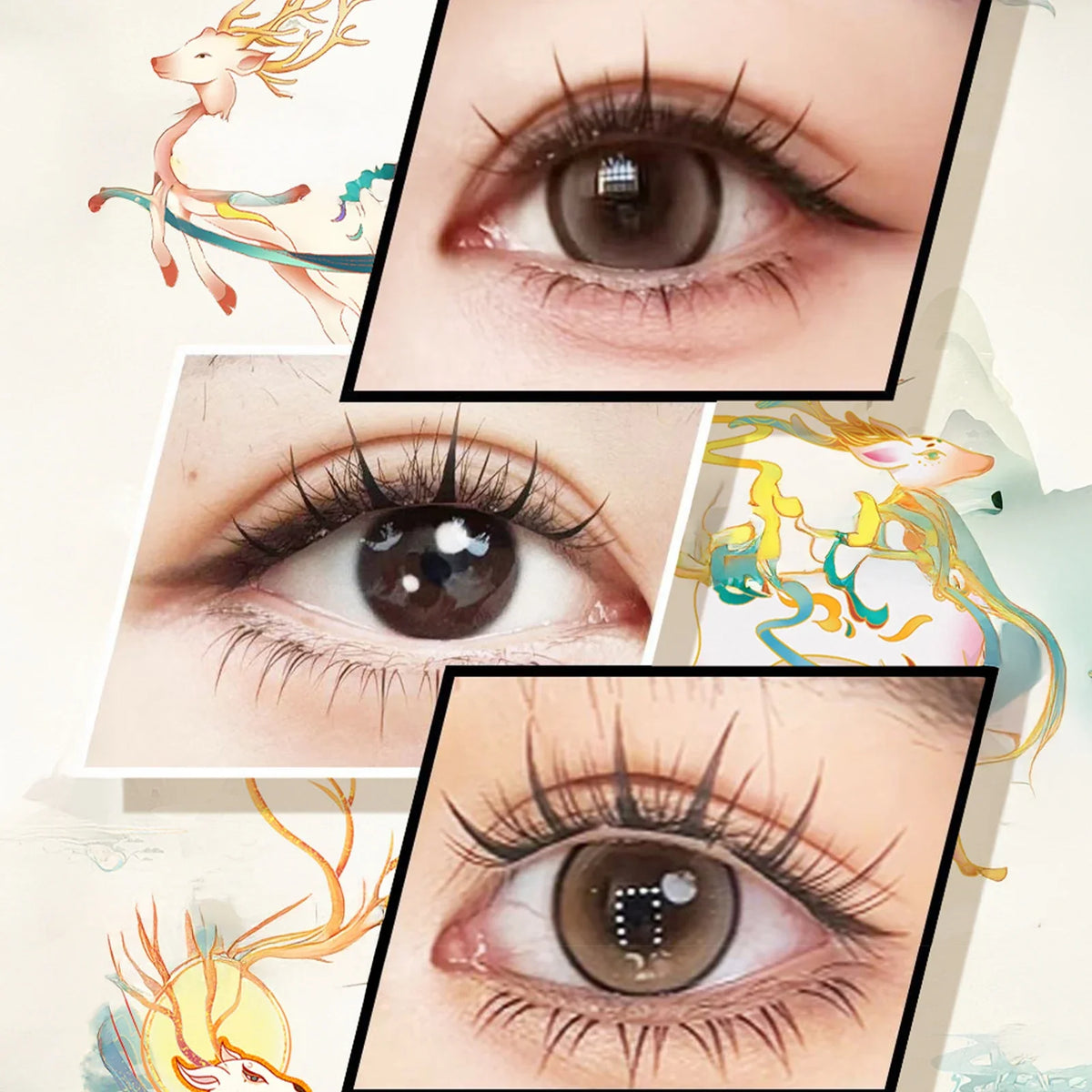 Natural Cosplay False Eyelashes No Glue Need Eyelash Clusters False Eyelashes for Eye-Lifting Effect DIY Makeup Use Makeup Tools