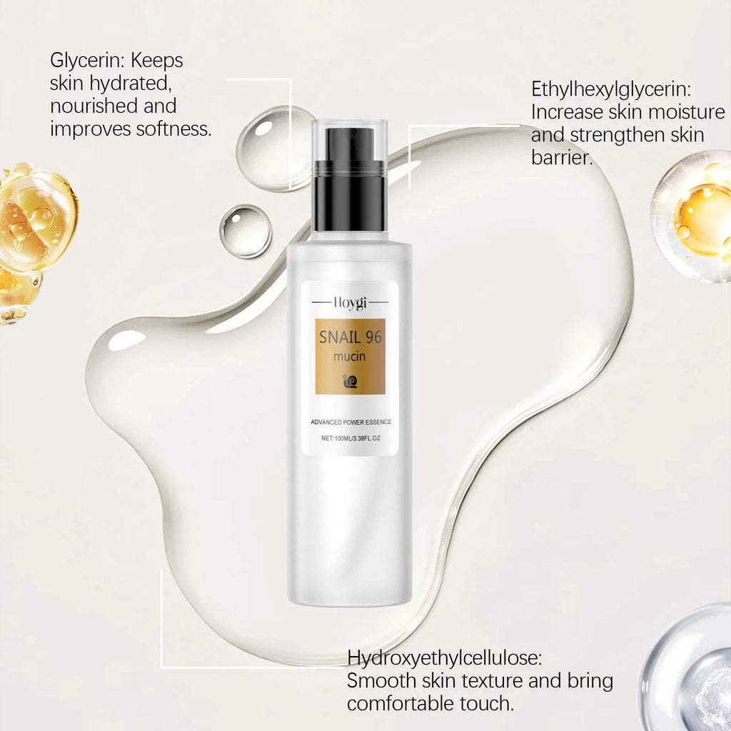 HOYGI Snail Mucin Essence Hydrating Soothing Reduce Fine Lines Deep Moisturizing Revitalize Dull Skin Gentle for All Skin Types